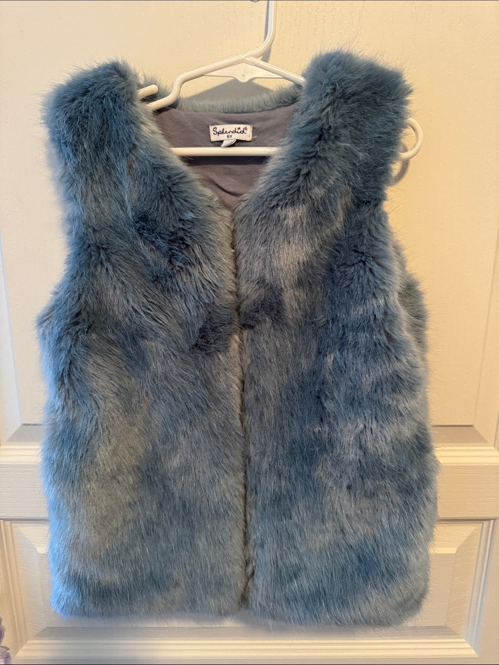 Splendid Dusty Blue Faux Fur Vest